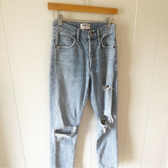 Agolde Jamie High Rise Classic Distressed Jeans in Dakota 23 - Picture 8 of 9